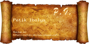 Petik Ibolya névjegykártya